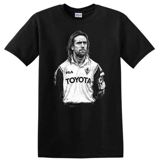 Black and white retro soccer portrait of Gabriel Omar Batistuta T - Black