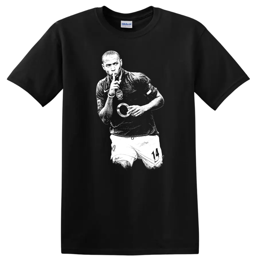 Retro soccer legend portrait style Thierry Henry T Shirt - Black