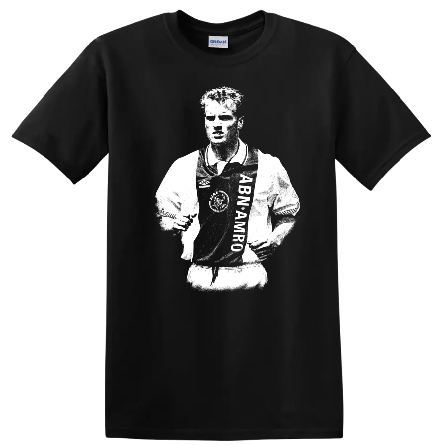 Retro black and white Dennis Bergkamp portrait T Shirt - Black