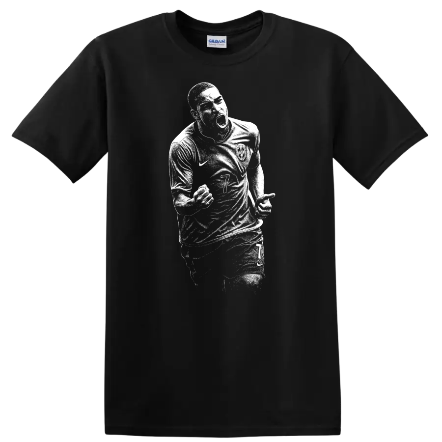 Retro soccer portrait of Adriano Leite Ribeiro style graphic T - Black