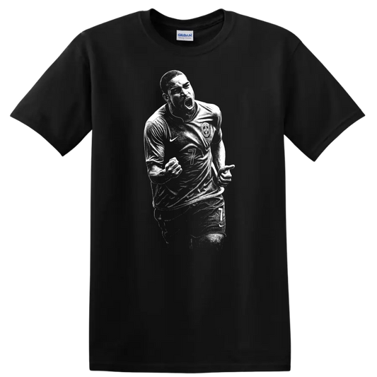 Retro soccer portrait of Adriano Leite Ribeiro style graphic T - Black