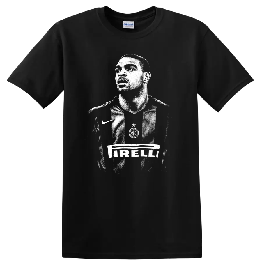 Retro black and white soccer portrait style Adriano Leite Ribeiro T - Black