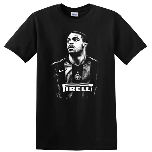 Retro black and white soccer portrait style Adriano Leite Ribeiro T - Black