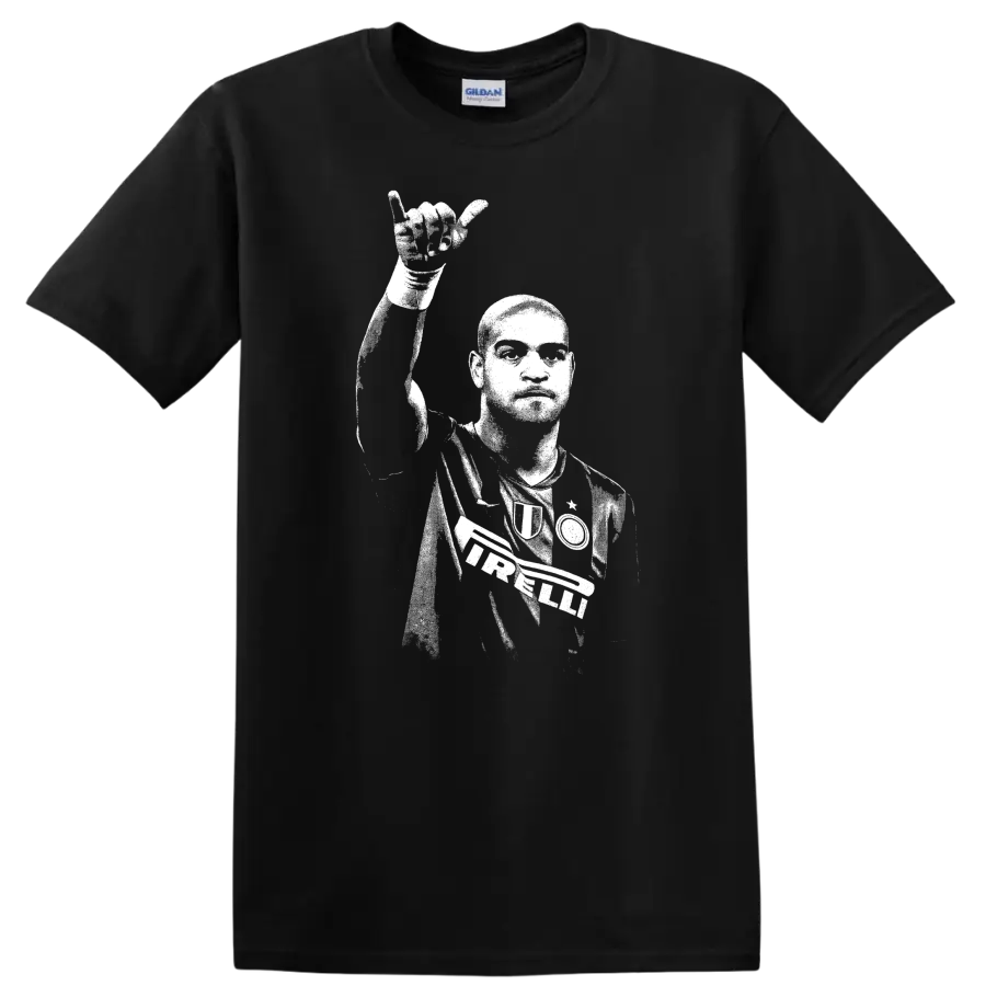 Retro soccer portrait of Adriano Leite Ribeiro legend style T - Black