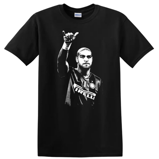 Retro soccer portrait of Adriano Leite Ribeiro legend style T - Black