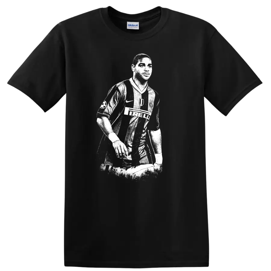 Retro soccer legend portrait silhouette style T Shirt featuring Adriano Leite - Black
