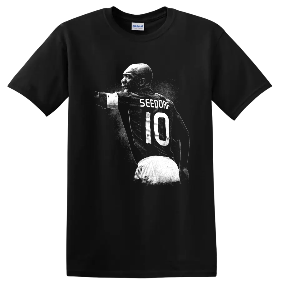 Retro soccer portrait design of Clarence Seedorf style T - Black