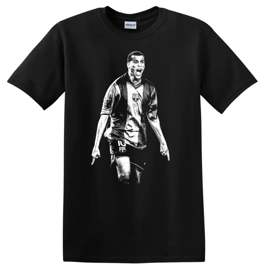 Black and white retro soccer portrait of Rivaldo style T - Black