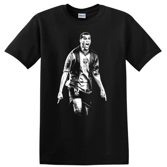 Black and white retro soccer portrait of Rivaldo style T - Black