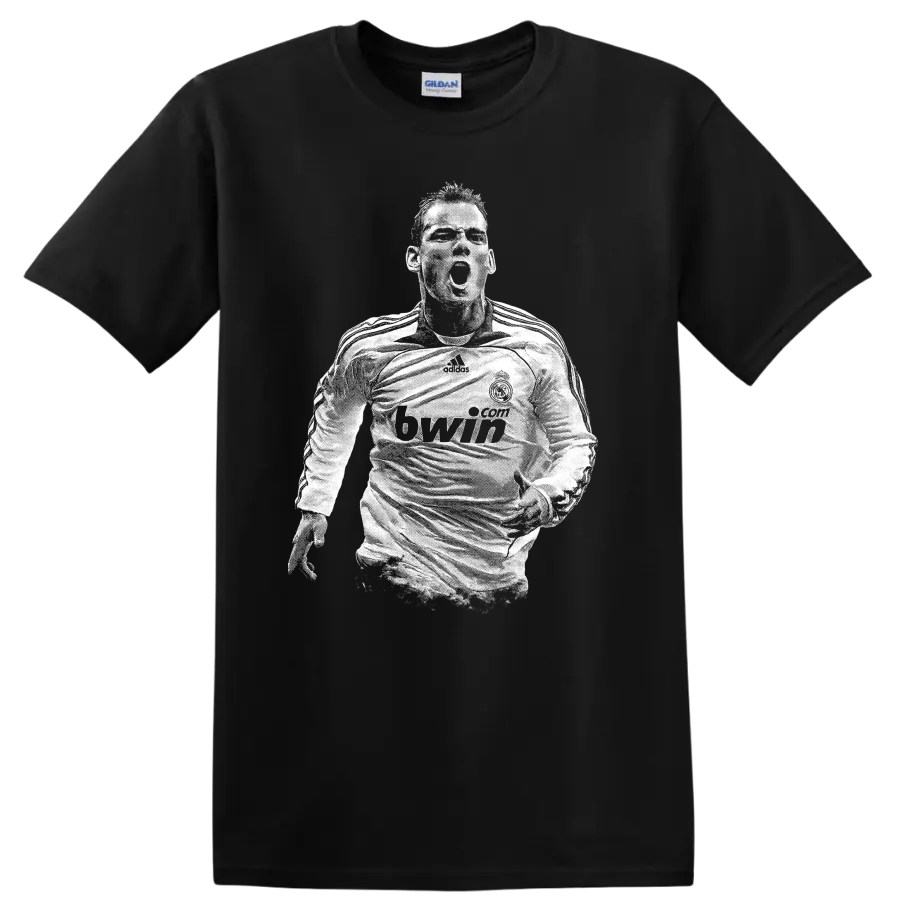 Retro pixel-style Cristiano Ronaldo portrait T shirt - Black