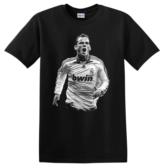 Retro pixel-style Cristiano Ronaldo portrait T shirt - Black