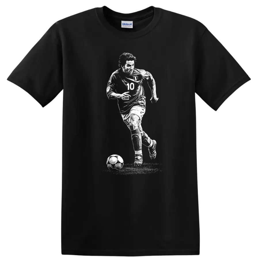 Black and white retro soccer portrait of Alessandro Del Piero T Shirt - Black