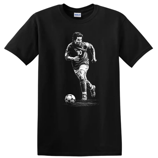 Black and white retro soccer portrait of Alessandro Del Piero T Shirt - Black