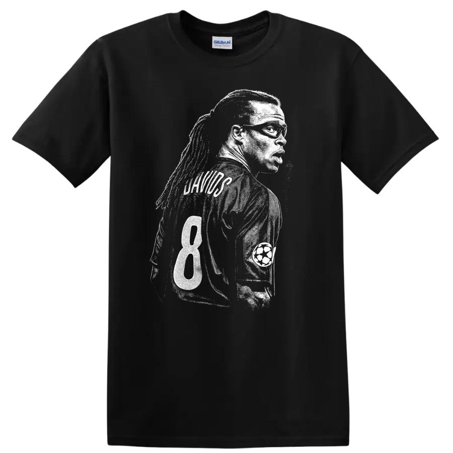Black and white retro soccer player portrait design T - Black