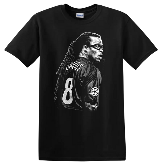 Black and white retro soccer player portrait design T - Black