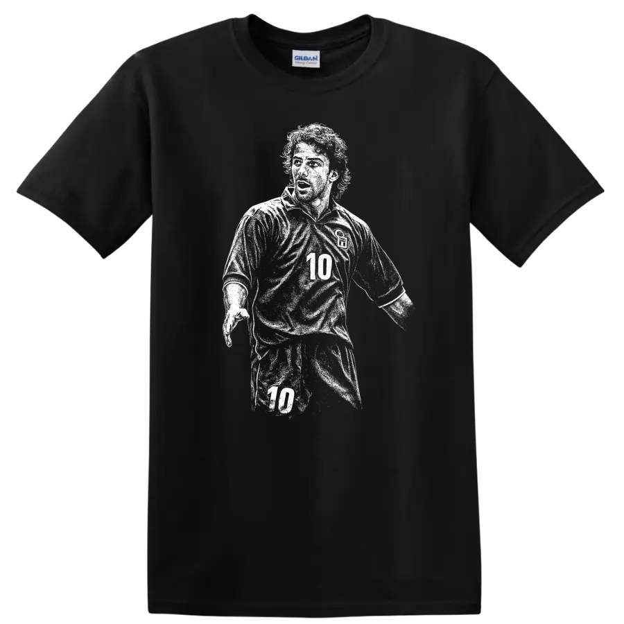 Retro soccer portrait of Alessandro Del Piero legend style T shirt - Black