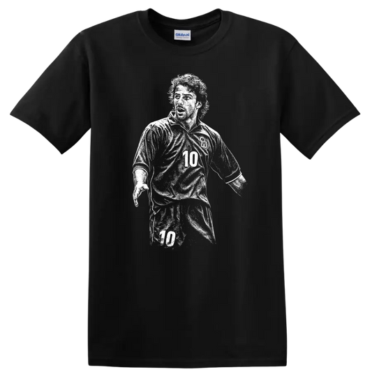 Retro soccer portrait of Alessandro Del Piero legend style T shirt - Black