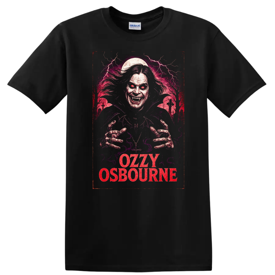 Ozzy Osbourne Retro Heavy Metal Horror Art T Shirt - Black