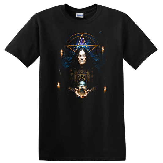 Heavy Metal Occult Legend Skull T Shirt Retro Rock Album Cover Style - Black