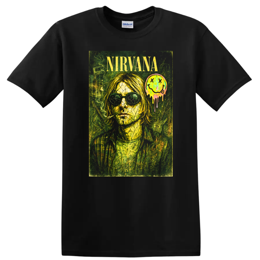 Nirvana Retro Rock Album Cover Legend Style T Shirt - Black