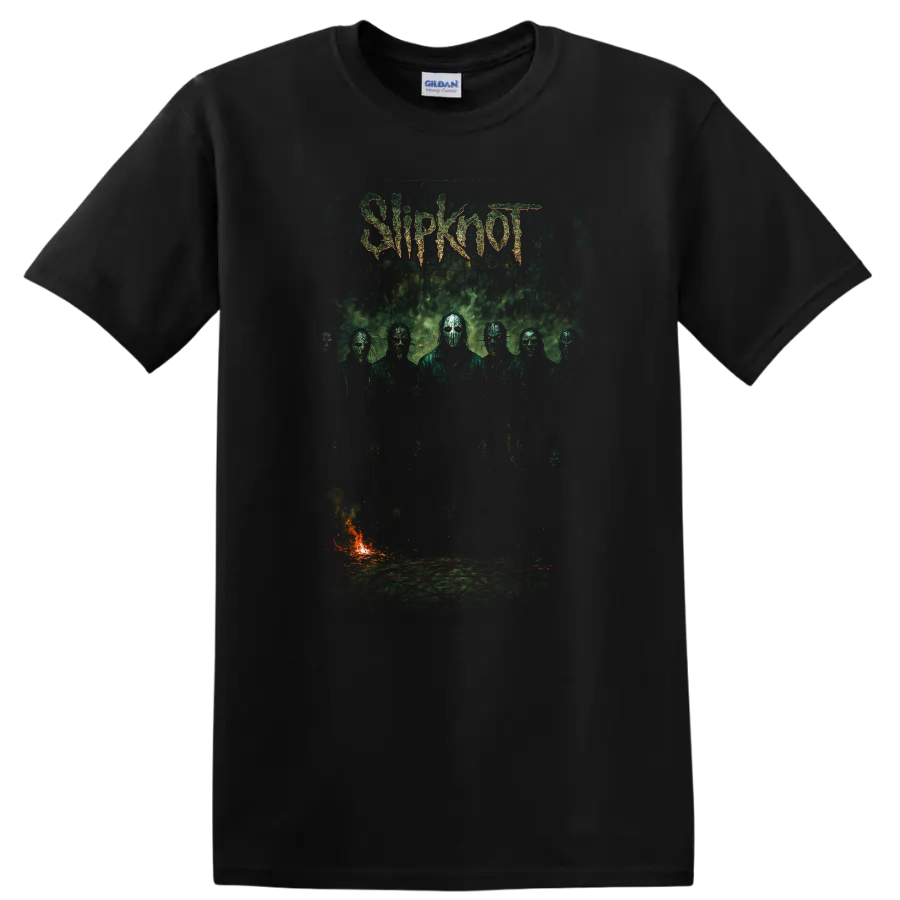 Slipknot Retro Heavy Metal Band Album Cover Style T Shirt - Black
