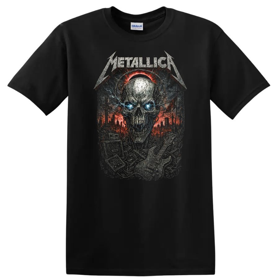 Metallica Skull Heavy Metal Album Art Graphic T Shirt - Black