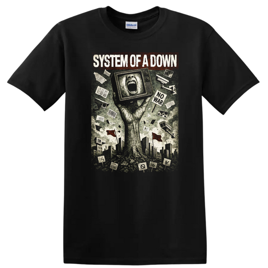 System of a Down Retro Heavy Metal Album Cover T Shirt - Black