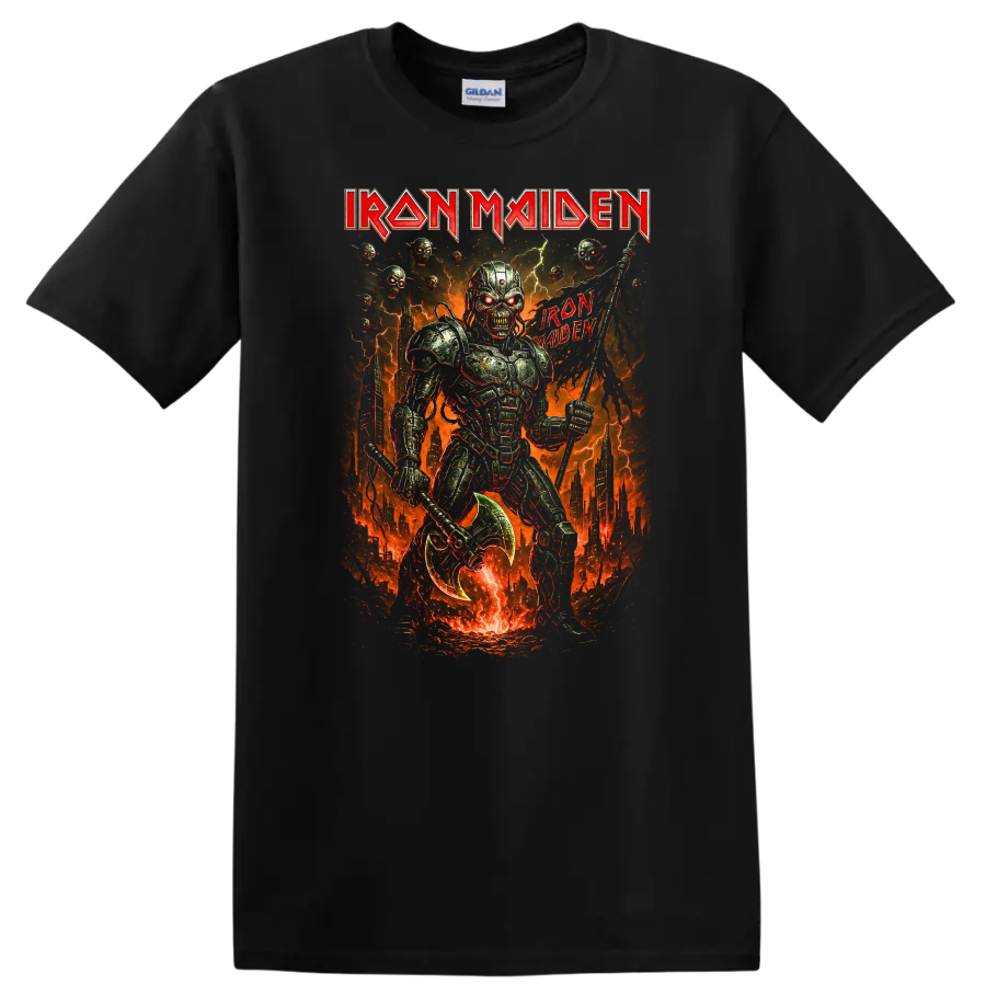 Iron Maiden Retro Heavy Metal Album Cover Style T Shirt - Black