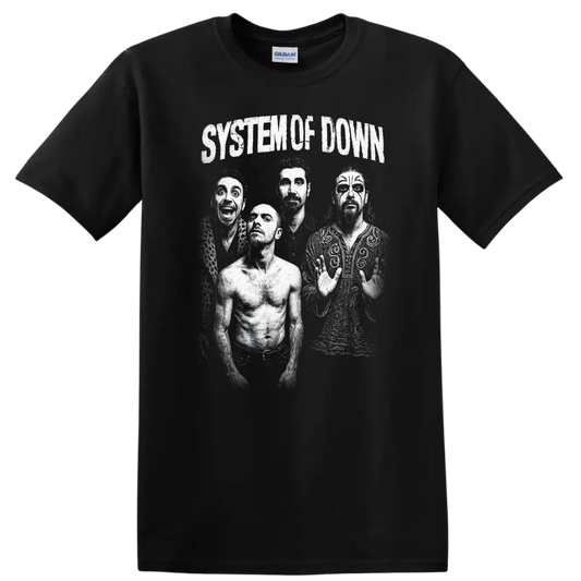 System Of Down Retro Rock Heavy Metal Band Album Cover Style T Shirt - Black