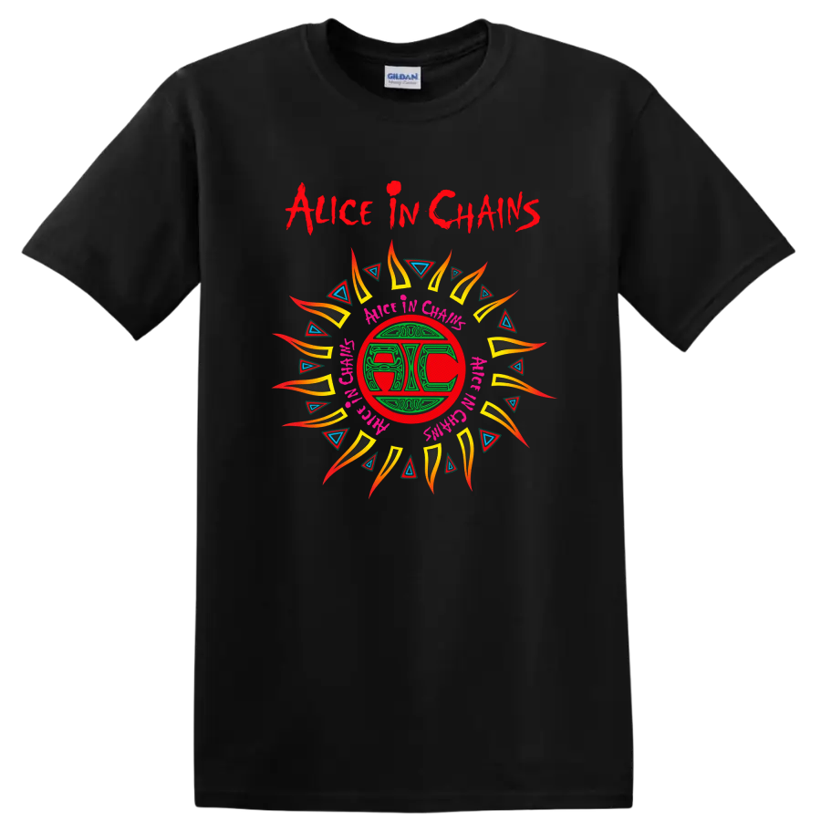 Alice In Chains Retro Heavy Metal Album Art T Shirt on a Black T Shirt