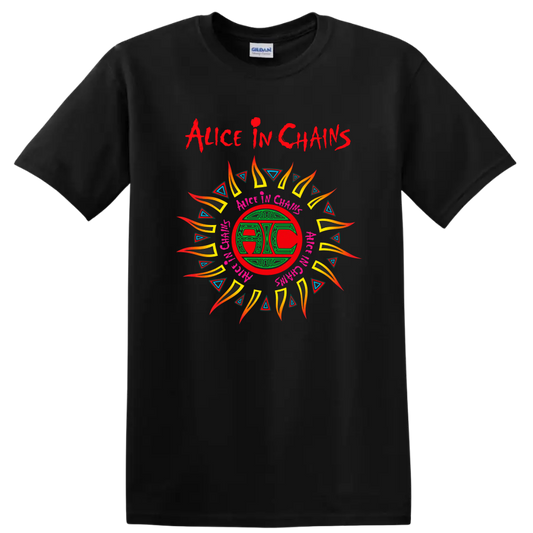 Alice In Chains Retro Heavy Metal Album Art T Shirt on a Black T Shirt