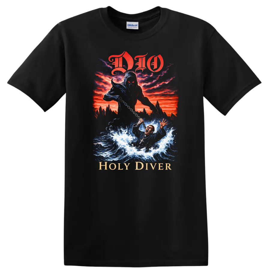 DIO Holy Diver Retro Heavy Metal Album Cover T Shirt - Black