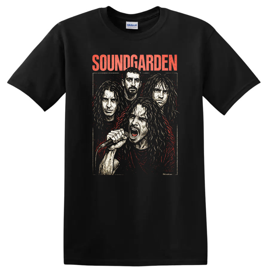Soundgarden Retro Heavy Metal Album Cover Style T Shirt - Black