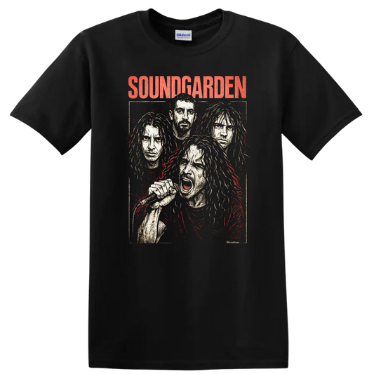 Soundgarden Retro Heavy Metal Album Cover Style T Shirt - Black
