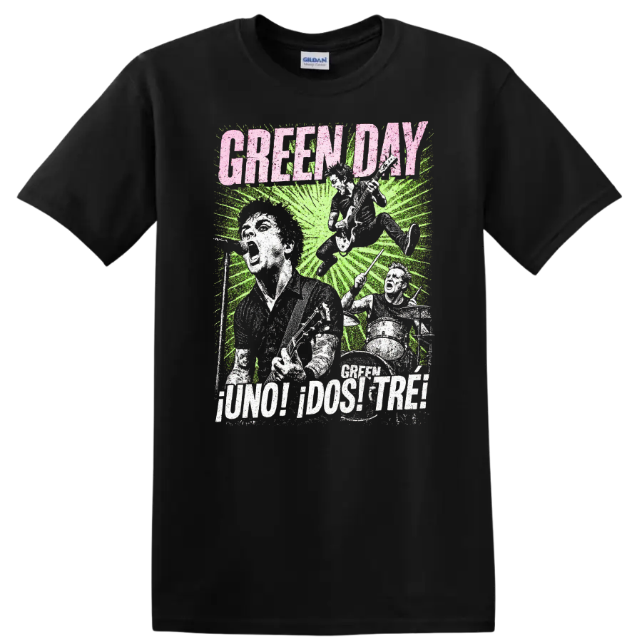 Green Day Punk Rock Retro Heavy Metal Album Style T Shirt - Black