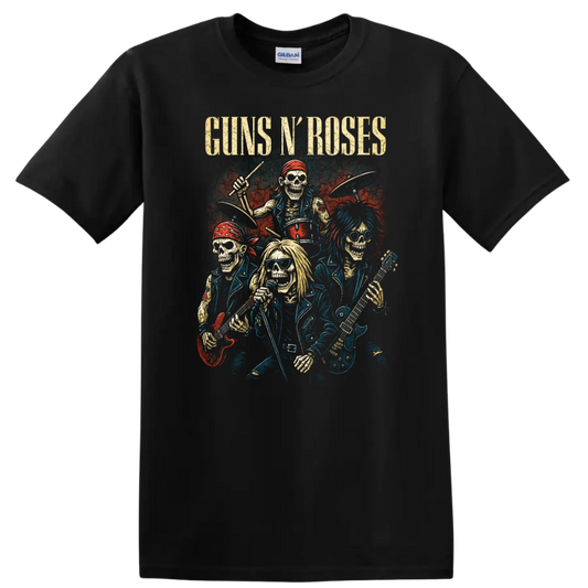 Guns N' Roses Retro Heavy Metal Band Album Cover Style T Shirt - Black
