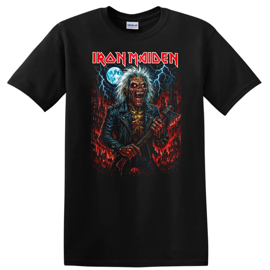 Iron Maiden Retro Heavy Metal Album Art Distressed T Shirt - Black