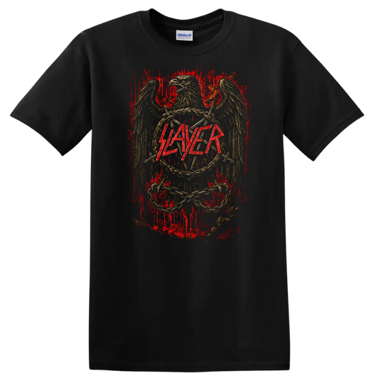 SLAYER Retro Heavy Metal Band Album Cover Style T Shirt - Black