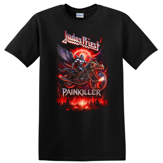 Judas Priest Painkiller Retro Heavy Metal Album Cover T Shirt - Black
