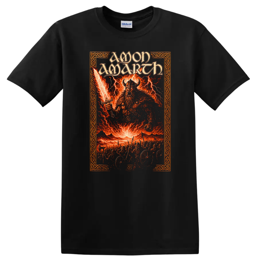 Amon Amarth Viking Heavy Metal Album Art T Shirt on a Black T Shirt