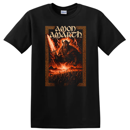 Amon Amarth Viking Heavy Metal Album Art T Shirt on a Black T Shirt