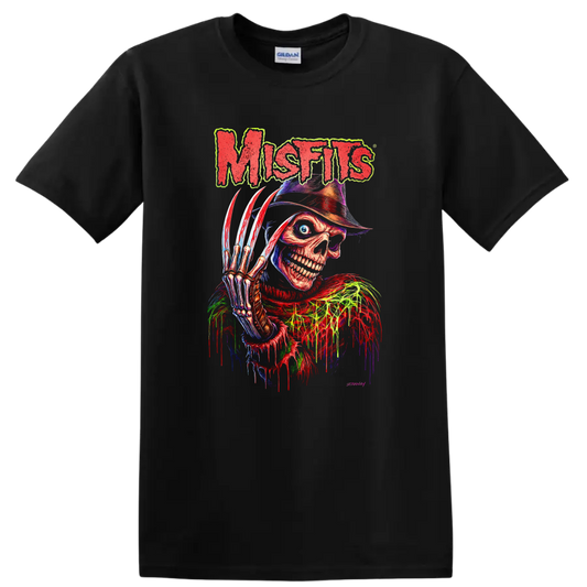 Mistfits Retro Horror Skull T Shirt Heavy Metal Album Cover Style - Black