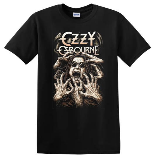 Creepy Retro Rock Legend Horror Face Album Cover Style T Shirt - Black