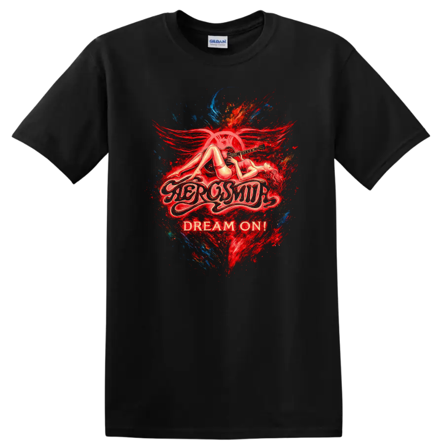 Retro Rock Dream On Heavy Metal Legend Style T Shirt - Black