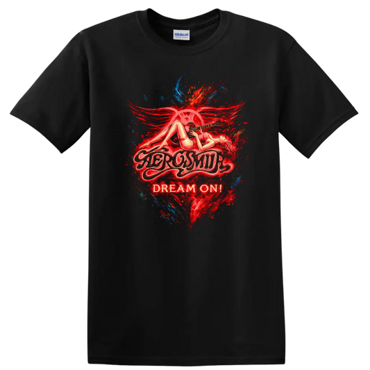 Retro Rock Dream On Heavy Metal Legend Style T Shirt - Black