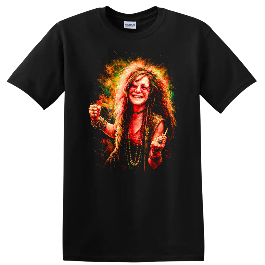 Retro Rock Legend Portrait T Shirt Heavy Metal Psychedelic Album Art - Black