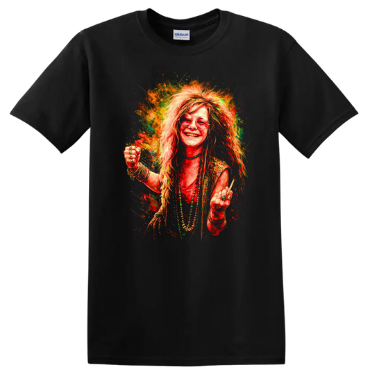Retro Rock Legend Portrait T Shirt Heavy Metal Psychedelic Album Art - Black
