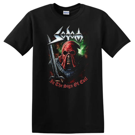 Retro Heavy Metal Skull Band Style T Shirt Gothic Rock Legend Art - Black