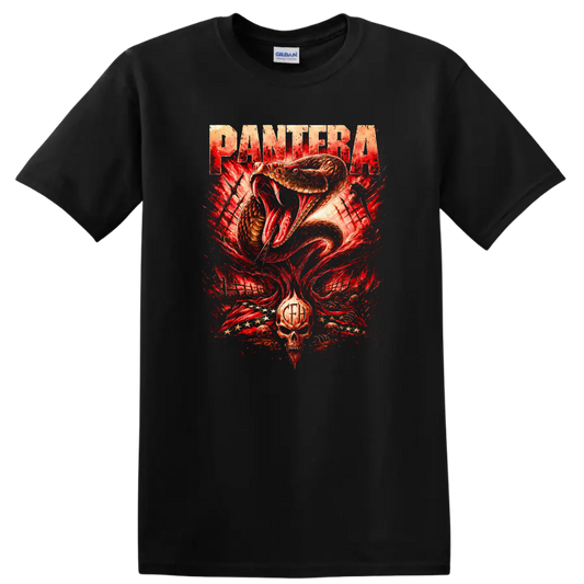 Pantera Retro Heavy Metal Snake Skull T Shirt Album Cover Style - Black