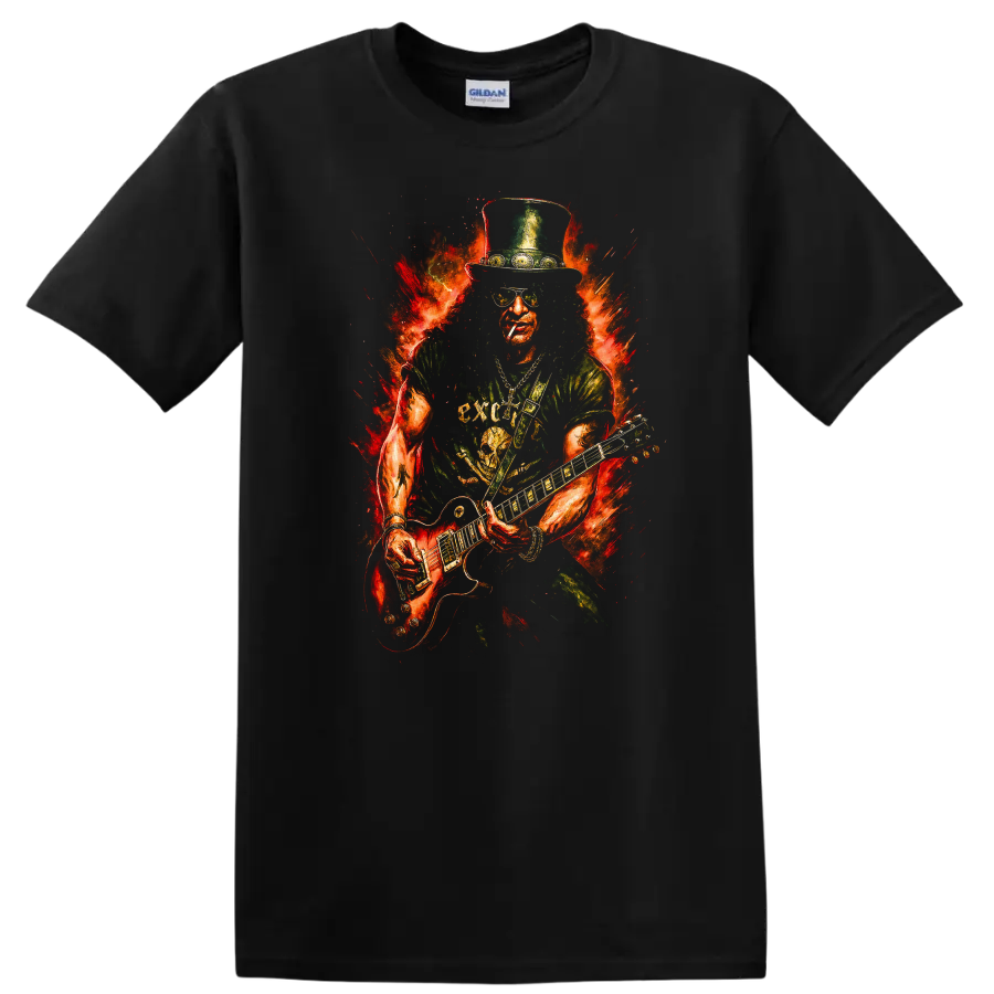 Retro Rock Heavy Metal Guitar Legend T Shirt for Music Fans - Black